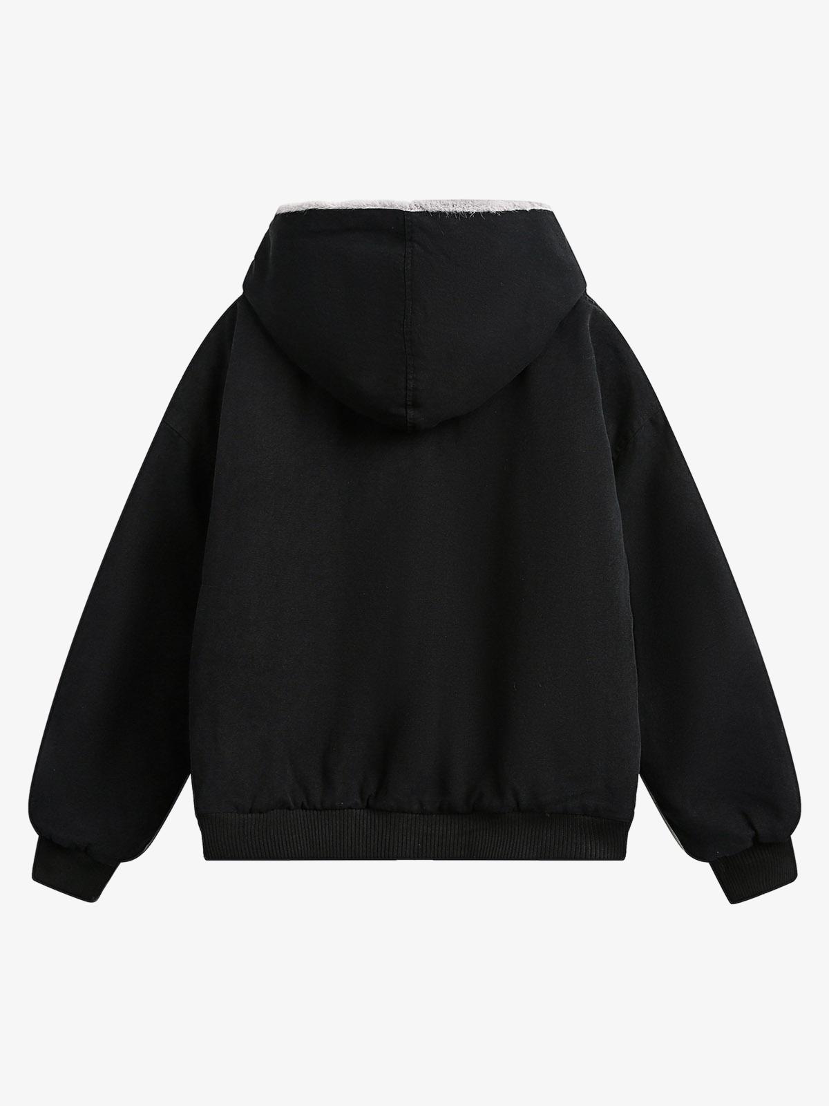 Thesupermade Fur Hooded Zip Up Quilted Jacket 