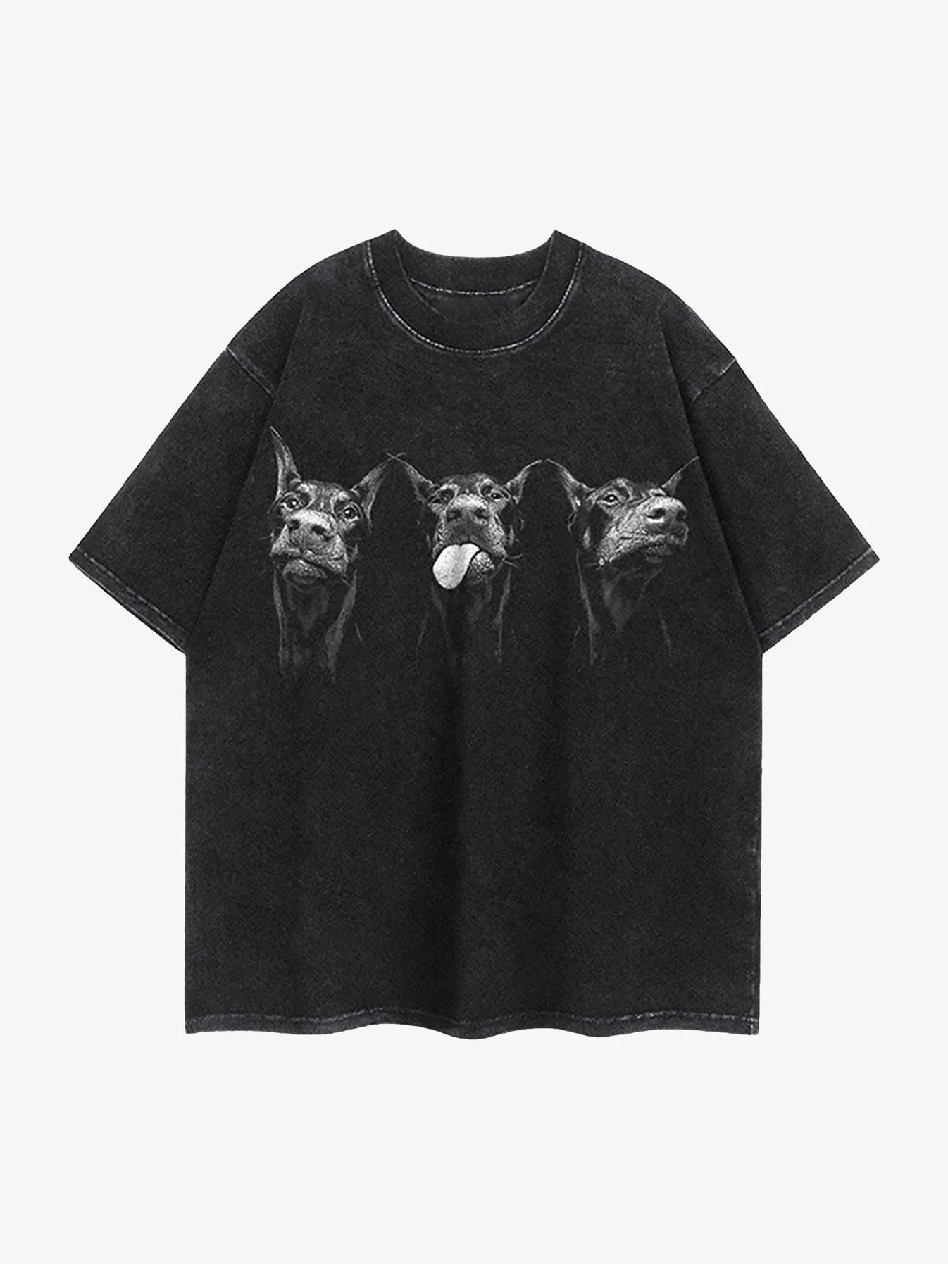 Doberman Print Washed T-shirt - 1857