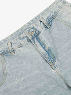 Washed Distressed Barrel Jeans 