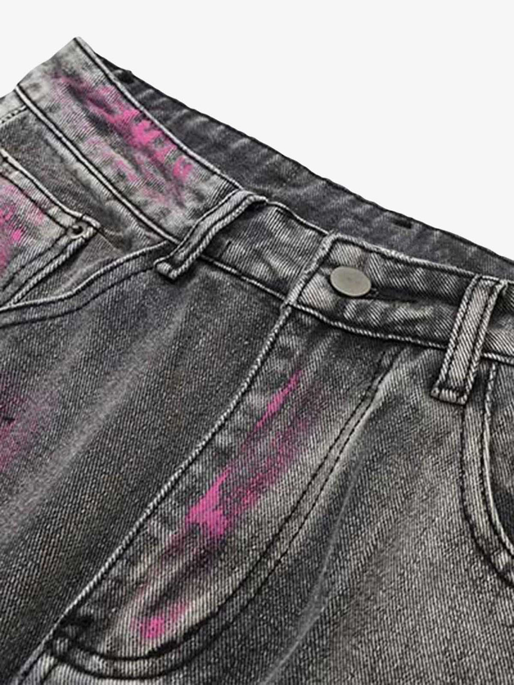 Thesupermade Graffiti Distressed Washed Baggy Jeans - 1886 