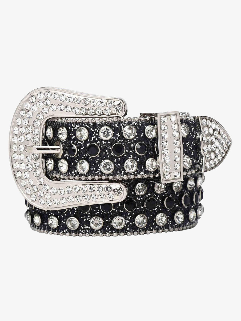 Thesupermade Studded Rhinestone Hip Hop Belt - 1691 