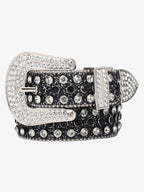 Thesupermade Studded Rhinestone Hip Hop Belt - 1691 