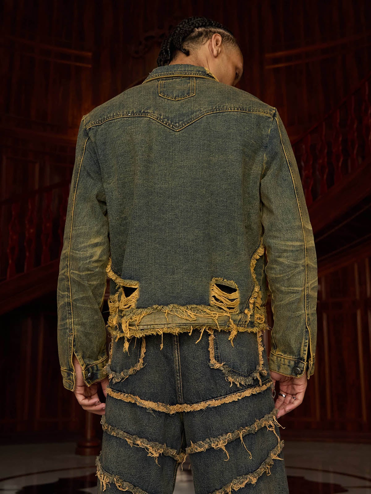 Thesupermade Raw Edge Distressed Denim Jacket 