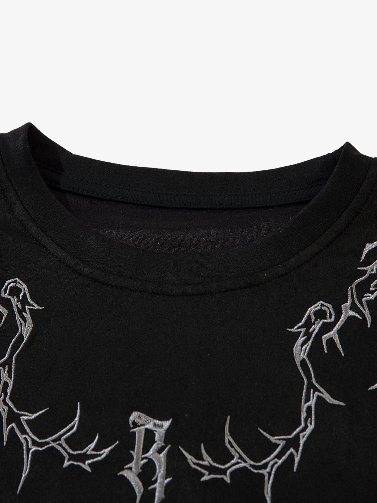 Thorn Embroidery Suede T-Shirt 
