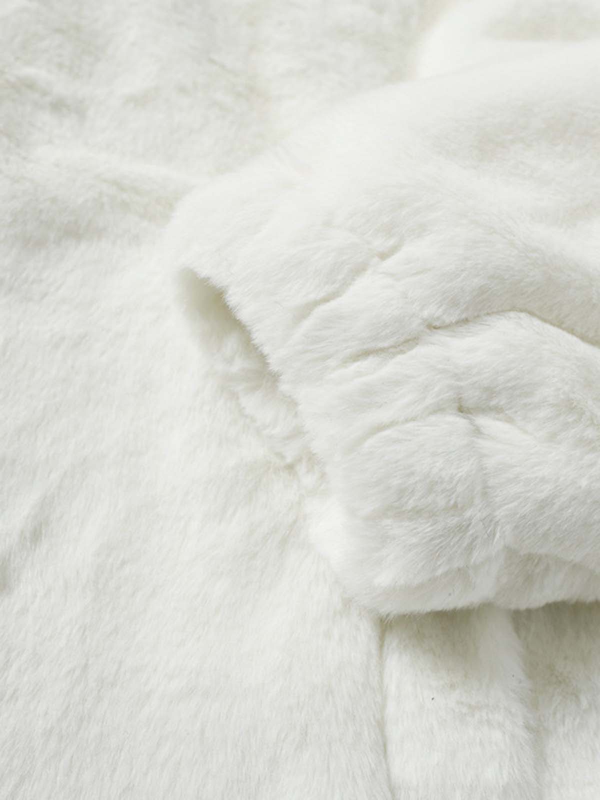 Thesupermade Hip-hop Letter Stand Collar Fur Jacket - 1908 