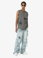 Thesupermade Vintage Necklace Star Print Hip-hop Tank Top - 2070 