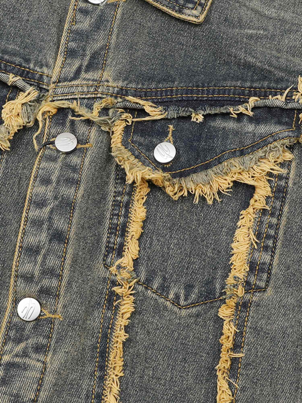 Thesupermade Raw Edge Distressed Denim Jacket 
