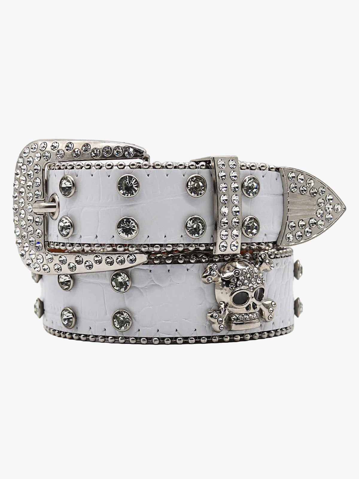 Thesupermade Rhinestone Skull Belt - 1668 